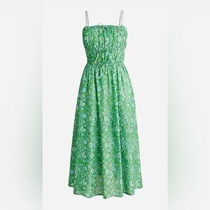 J Crew Green Floral Midi Dress Large